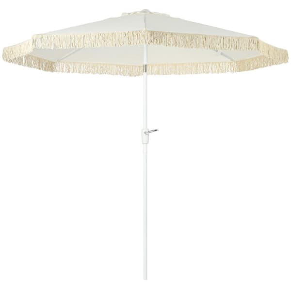 Rootz Garden Parasol - Ulkona kallistettava sateenvarjo - Auringonvarjo - Optimaalinen UV -suojaus - Ø 2,65m x 2,45m - valkoinen