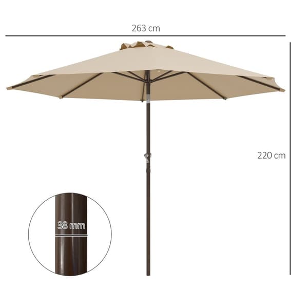 Rootz Garden Sunshade - Patio -sateenvarjo - Ulkona Parasol - Optimaalinen auringonsuoja - Ø2,63 x 2,2 m - Metallikehys - 180 g/m² polyesterikangas