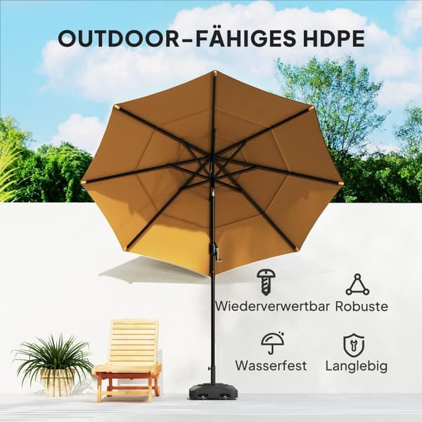 Rootz Garden -sateenvarjojalusta - Parasol -pohja - Täytettävä jalusta - Stabiilisuus ja liikkuvuus - 48 cm x 48cm x 32,5 cm