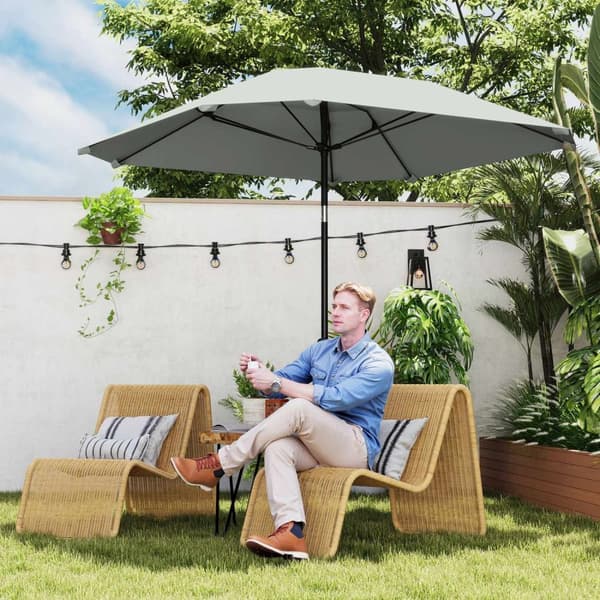 Rootz Garden Sateenvarjo - Terassien näyttö - Ulko -parasoli - UV -suojaus - 2,33m x 2,33m x 2,4 m, polyesteri, alumiini, lasikuitu, harmaa