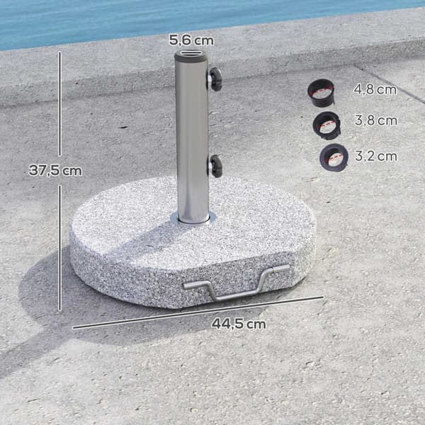 Rootz Granite Parasol Stand - Paraply Holder - Vægtet base - Vejrbestandig - Ø44.5x37.5 cm granit