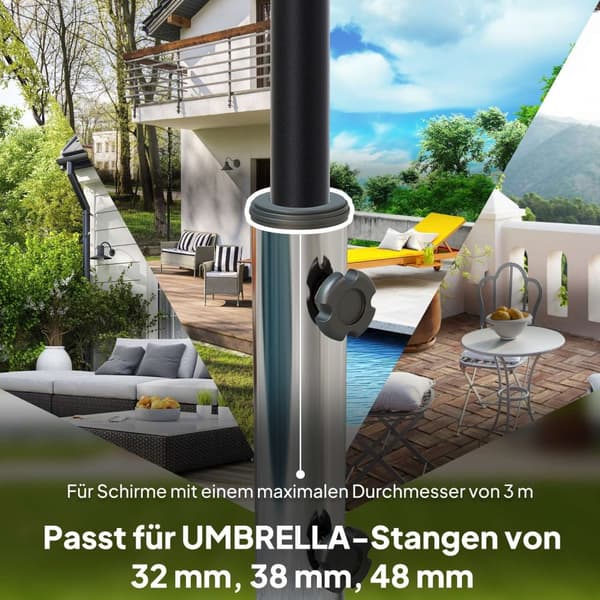 Rootz Granite Parasol Stand - Paraply Holder - Vægtet base - Vejrbestandig - Ø44.5x37.5 cm granit