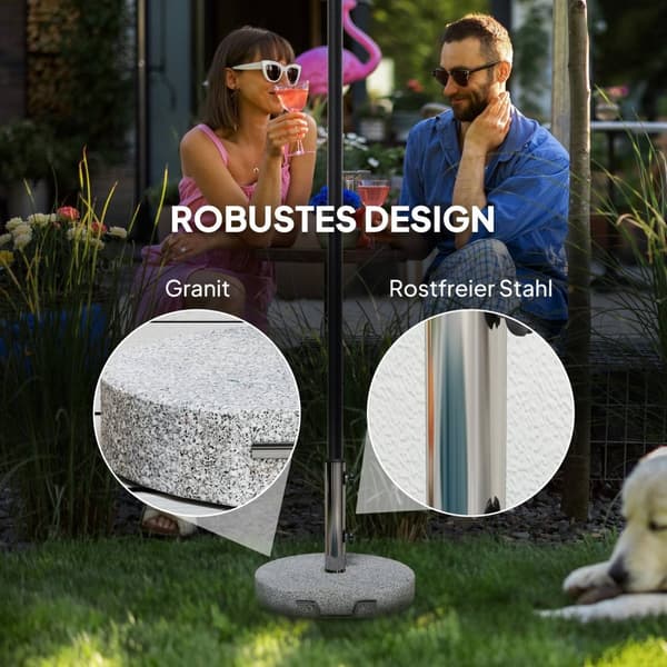Rootz Granite Parasol Stand - Paraply Holder - Vægtet base - Vejrbestandig - Ø44.5x37.5 cm granit