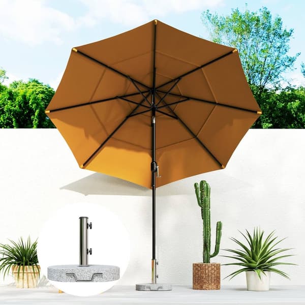 Rootz Granite Parasol Stand - Paraply Holder - Vægtet base - Vejrbestandig - Ø44.5x37.5 cm granit