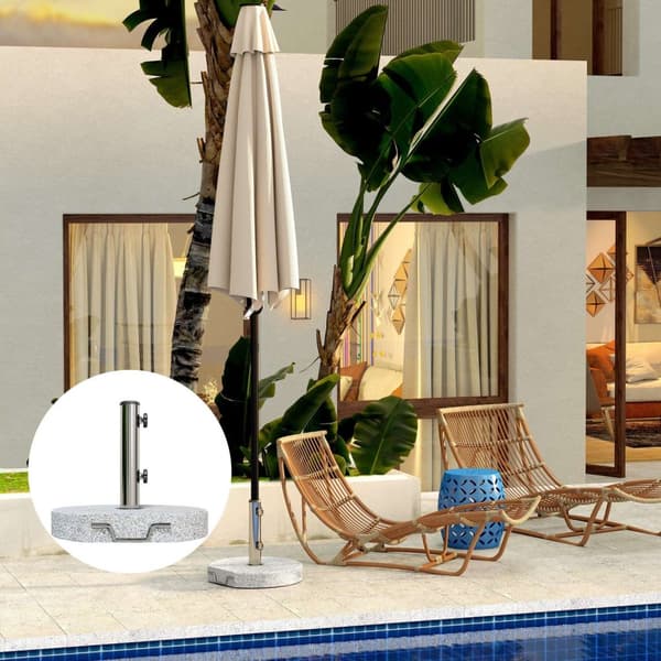 Rootz Granite Parasol Stand - Paraply Holder - Vægtet base - Vejrbestandig - Ø44.5x37.5 cm granit