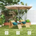 Miniatyrbillede 5 af 10: Rootz Khaki Offset Patio Parasol - Balkonskærm - Udendørs paraply - UV -beskyttelse 50+ - 295 cm x 250 cm x 235 cm - Vindbestandig