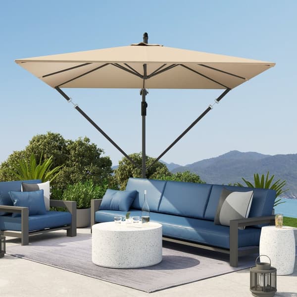 Rootz Khaki Offset Patio Parasol - Balkonskærm - Udendørs paraply - UV -beskyttelse 50+ - 295 cm x 250 cm x 235 cm - Vindbestandig