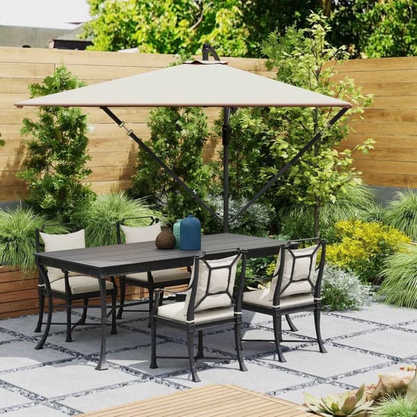Rootz Khaki Offset Patio Parasol - Balkonskærm - Udendørs paraply - UV -beskyttelse 50+ - 295 cm x 250 cm x 235 cm - Vindbestandig