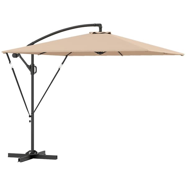 Rootz Khaki Offset Patio Parasol - Balkonskærm - Udendørs paraply - UV -beskyttelse 50+ - 295 cm x 250 cm x 235 cm - Vindbestandig