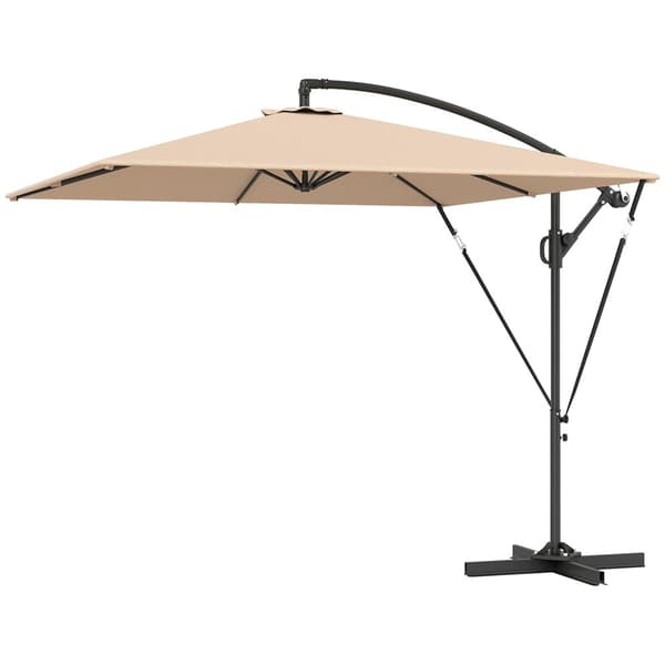Rootz Khaki Offset Patio Parasol - Balkonskærm - Udendørs paraply - UV -beskyttelse 50+ - 295 cm x 250 cm x 235 cm - Vindbestandig