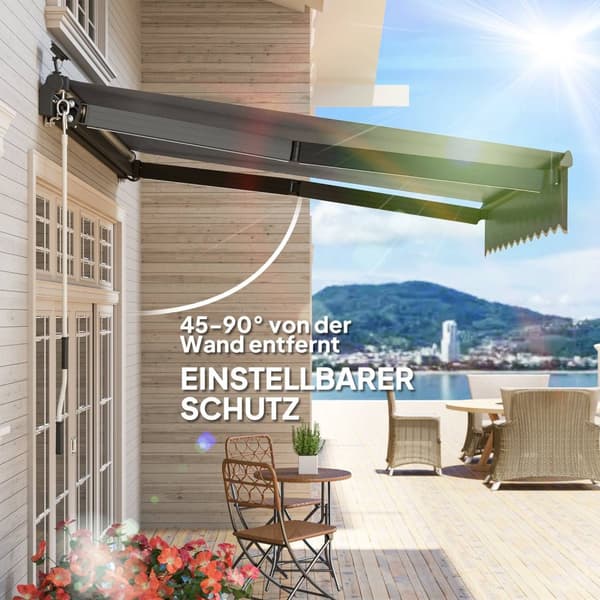 Rootz Klemmmarkise - UV Protection Awnure - Joint Arm Awnings - Solar -drevet LED -lys - 295 cm x 250 cm - Forbedre udendørs komfort