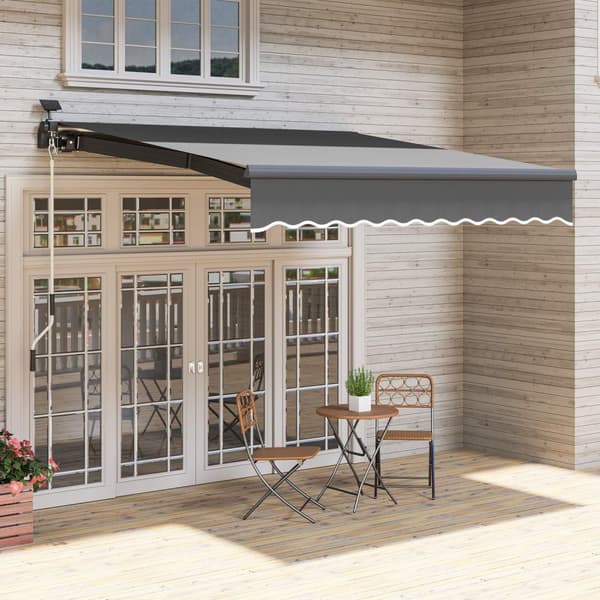 Rootz Klemmmarkise - UV Protection Awnure - Joint Arm Awnings - Solar -drevet LED -lys - 295 cm x 250 cm - Forbedre udendørs komfort
