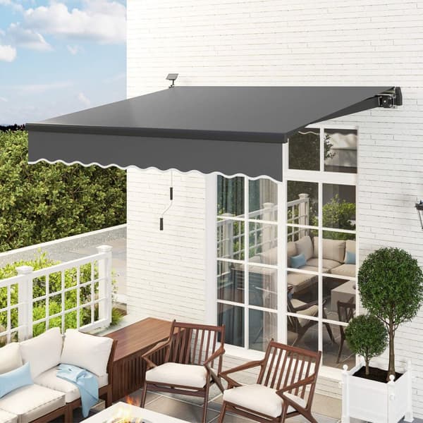 Rootz Klemmmarkise - UV Protection Awnure - Joint Arm Awnings - Solar -drevet LED -lys - 295 cm x 250 cm - Forbedre udendørs komfort