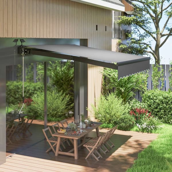 Rootz Klemmmarkise - UV Protection Awnure - Joint Arm Awnings - Solar -drevet LED -lys - 295 cm x 250 cm - Forbedre udendørs komfort