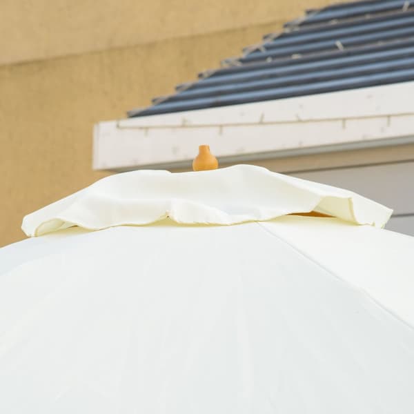 Rootz Suuri Parasol - Auringonvarjo - Ulko -auringonpakka - Optimaalinen auringonsuoja - Ø 3,25m x 2,5m - Bambu Wood - Beige Garden Patio sateenvarjo