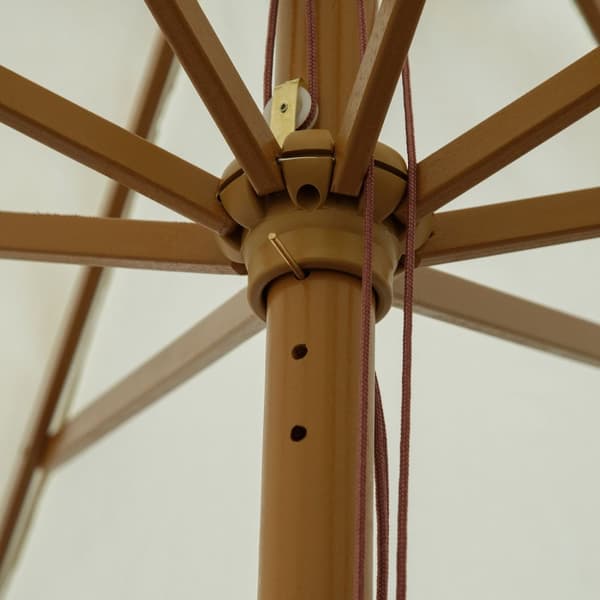Rootz Suuri Parasol - Auringonvarjo - Ulko -auringonpakka - Optimaalinen auringonsuoja - Ø 3,25m x 2,5m - Bambu Wood - Beige Garden Patio sateenvarjo