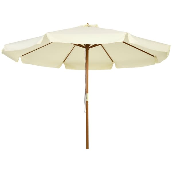 Rootz Suuri Parasol - Auringonvarjo - Ulko -auringonpakka - Optimaalinen auringonsuoja - Ø 3,25m x 2,5m - Bambu Wood - Beige Garden Patio sateenvarjo