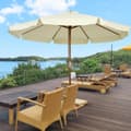Pikkukuva 2 / 6: Rootz Suuri Parasol - Auringonvarjo - Ulko -auringonpakka - Optimaalinen auringonsuoja - Ø 3,25m x 2,5m - Bambu Wood - Beige Garden Patio sateenvarjo