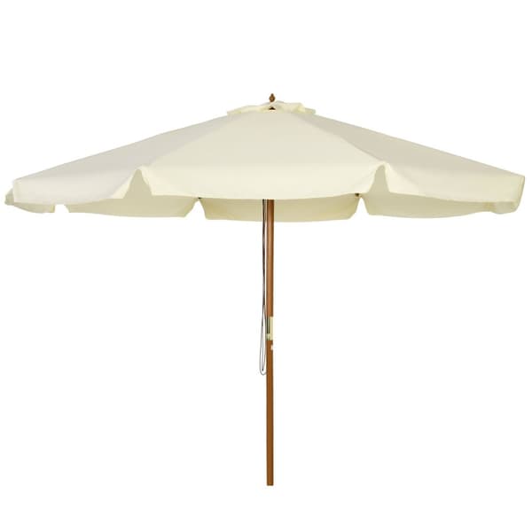 Rootz Suuri Parasol - Auringonvarjo - Ulko -auringonpakka - Optimaalinen auringonsuoja - Ø 3,25m x 2,5m - Bambu Wood - Beige Garden Patio sateenvarjo
