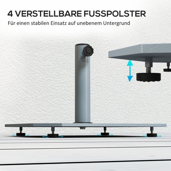 Rootz Metal Parasol Stand - Umbrella Holder - Sunshade Base - Weatherboof - 49,5 cm x 49,5 cm x 34 cm