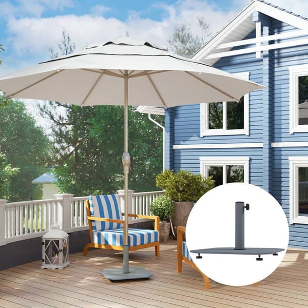 Rootz Metal Parasol Stand - Umbrella Holder - Sunshade Base - Weatherboof - 49,5 cm x 49,5 cm x 34 cm