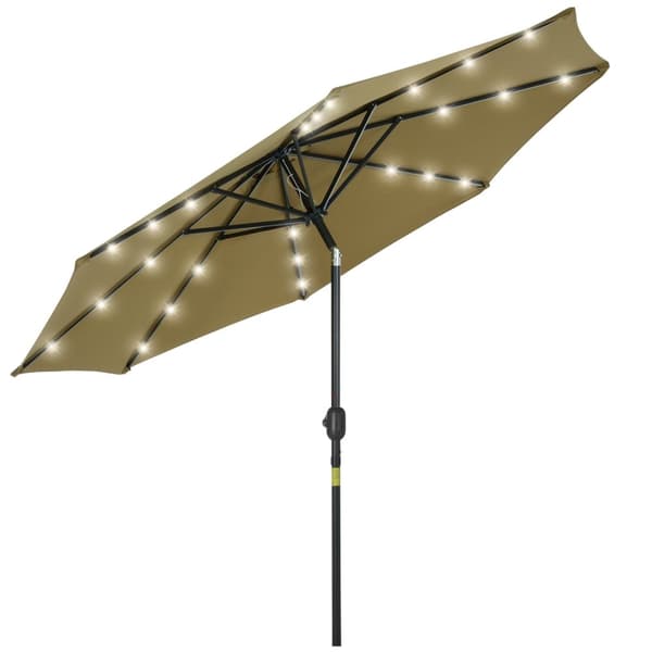 Rootzin kahdeksankulmainen kallistettava Parasol - puutarhan sateenvarjo - Sun Shade - UV -suoja - Ø 2,68m x 2,38m - aurinkoenergian valaistus