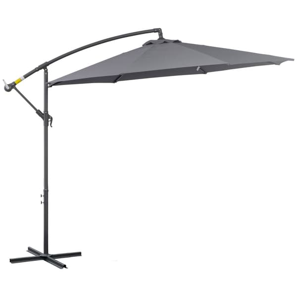 Rootz Offset Sunshade - Puutarhan aurinkopakka - taitettava parasoli - Vahva metallikehys - Ø295 x 255h cm - harmaa