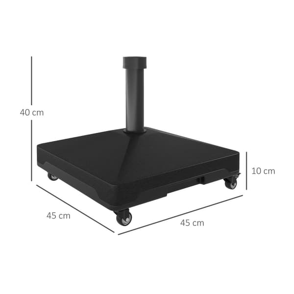 Rootz Parasol Stand - Square Paraply Holder - Rollbar base - 21 kg kapacitet - let mobilitet - 45 cm x 45 cm x 40 cm