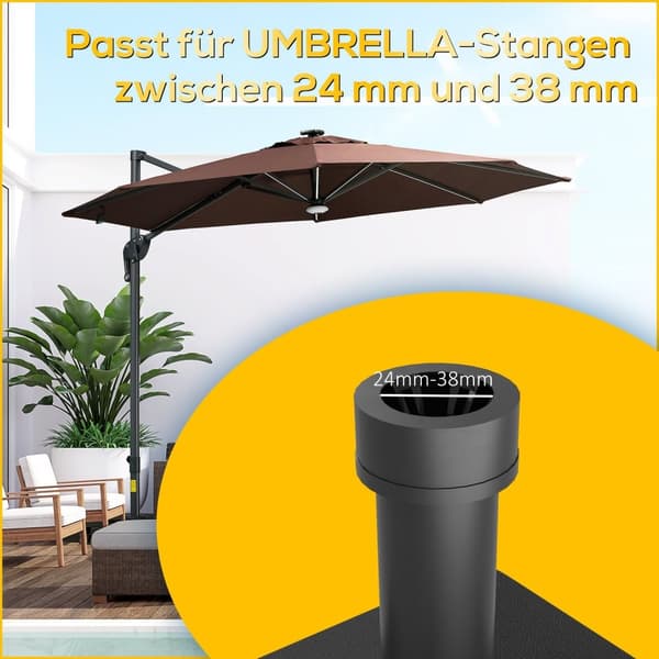 Rootz Parasol Stand - Square Paraply Holder - Rollbar base - 21 kg kapacitet - let mobilitet - 45 cm x 45 cm x 40 cm