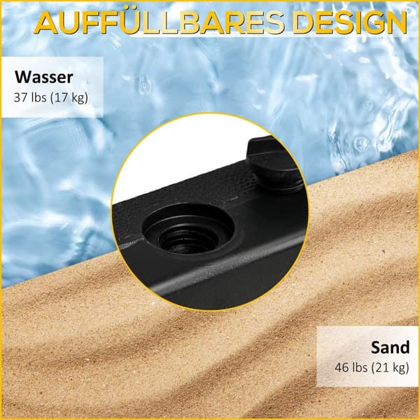 Rootz Parasol Stand - Square Paraply Holder - Rollbar base - 21 kg kapacitet - let mobilitet - 45 cm x 45 cm x 40 cm