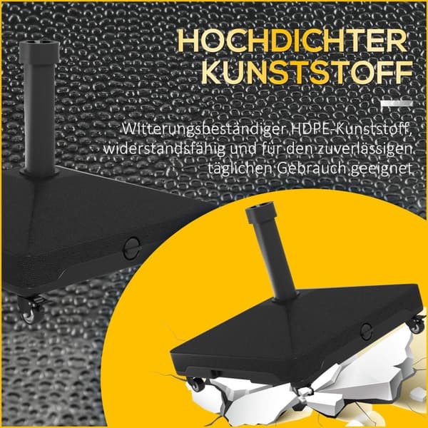 Rootz Parasol Stand - Square Paraply Holder - Rollbar base - 21 kg kapacitet - let mobilitet - 45 cm x 45 cm x 40 cm