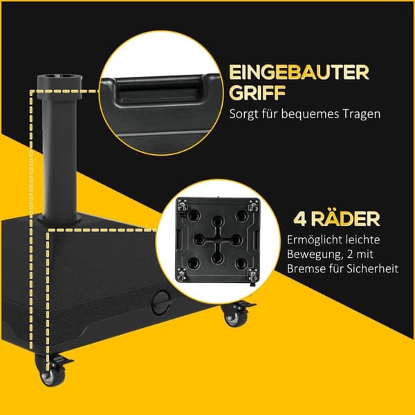 Rootz Parasol Stand - Square Paraply Holder - Rollbar base - 21 kg kapacitet - let mobilitet - 45 cm x 45 cm x 40 cm