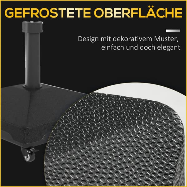 Rootz Parasol Stand - Square Paraply Holder - Rollbar base - 21 kg kapacitet - let mobilitet - 45 cm x 45 cm x 40 cm