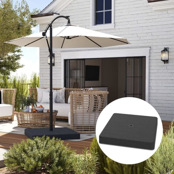 Rootz Parasol Stand Base Weights - Vandtæt - Fyldbare sandholdere - Holdbar og UV -resistent - 89 cm x 89 cm x 10,5 cm - Sort