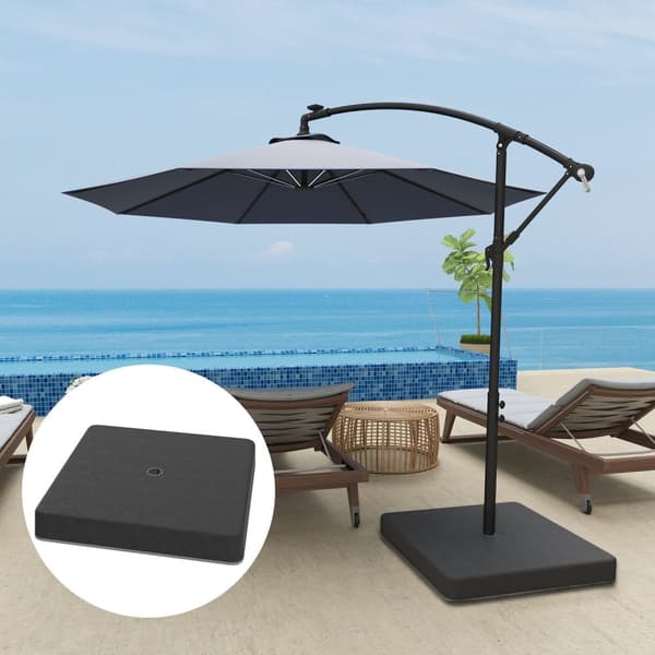 Rootz Parasol Stand Base Weights - Vandtæt - Fyldbare sandholdere - Holdbar og UV -resistent - 89 cm x 89 cm x 10,5 cm - Sort