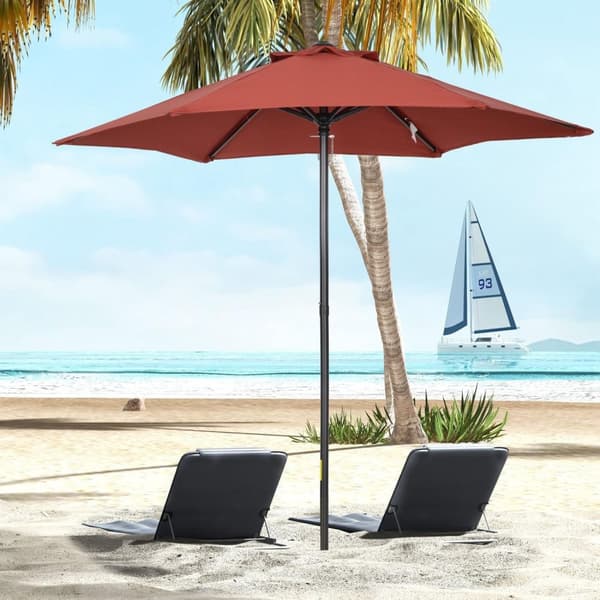 Rootz Parasol -paraply - strandskärm - balkongskugga - snabb öppen - Ø1.96 x 2,04 m - röd
