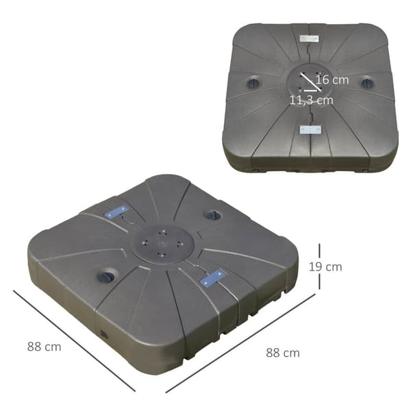 Rootz Parasol Stand - vapaasti kiinnitettävä sateenvarjopohja - tukeva stabilointiaine - HDPE -materiaali - 88L x 88b x 19H cm