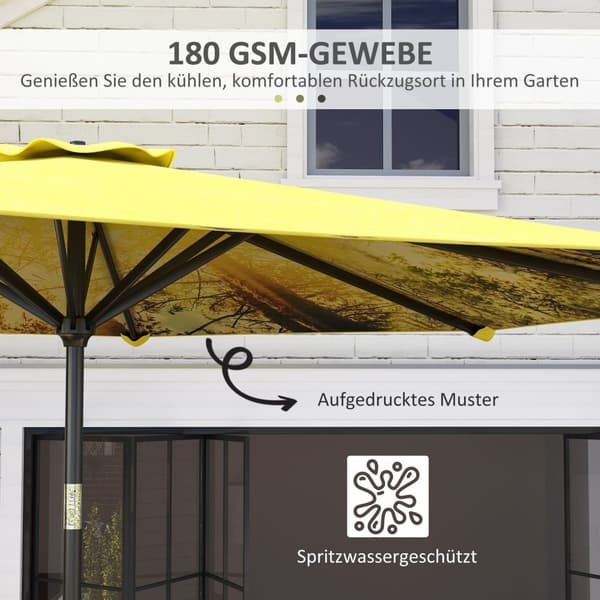 Rootz Parasol Ø294cm - Garden Paraply - Outdoor Canopy - Easy Tilt & Crank - 180 GSM Polyester - 294CM X 247CM