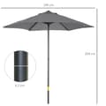 Miniatyrbild 3 av 10: Rootz Parasol Ø196cm - Sunshade - balkongskärm - Bärbar skugga - Aluminiumram - Ø1.96m x 2,04 hm grå