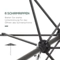 Miniatyrbild 5 av 10: Rootz Parasol Ø196cm - Sunshade - balkongskärm - Bärbar skugga - Aluminiumram - Ø1.96m x 2,04 hm grå