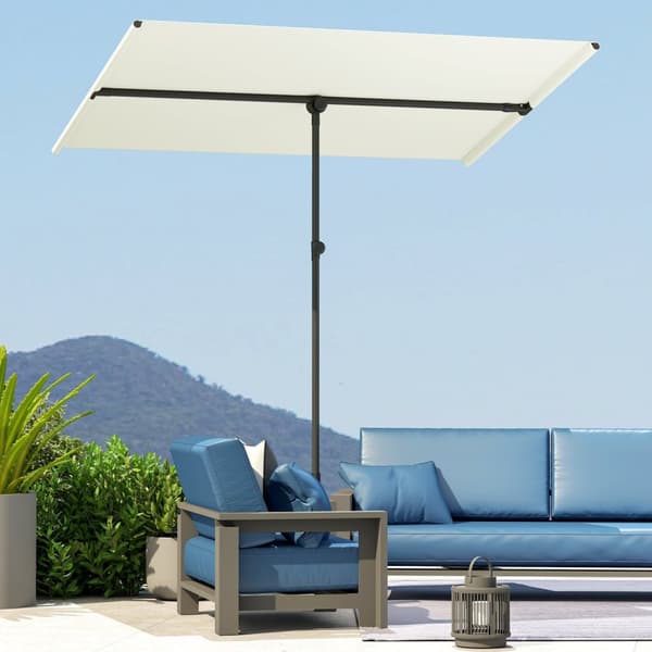 Rootz Parasol - Roting Sunshade - Justerbar trädgårdsskärm - UV -skydd UPF 50+ - 150x205cm Vit och svart