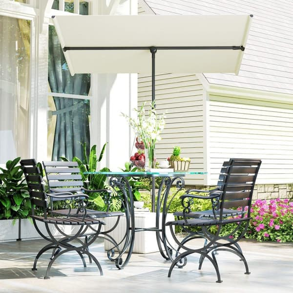 Rootz Parasol - Roting Sunshade - Justerbar trädgårdsskärm - UV -skydd UPF 50+ - 150x205cm Vit och svart