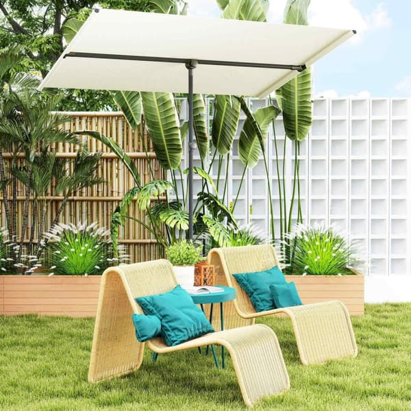 Rootz Parasol - Roting Sunshade - Justerbar trädgårdsskärm - UV -skydd UPF 50+ - 150x205cm Vit och svart