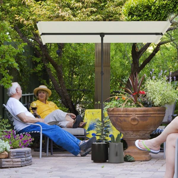 Rootz Parasol - Roting Sunshade - Justerbar trädgårdsskärm - UV -skydd UPF 50+ - 150x205cm Vit och svart