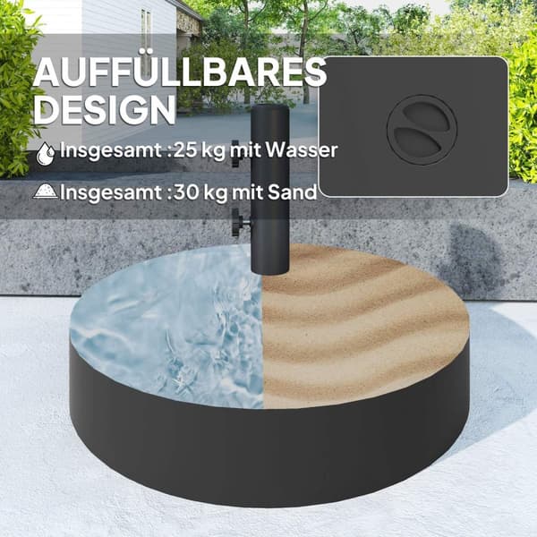 Rootz Parasol Stand - Fillable Paraply Base - Utomhusparaplyhållare - HDPE -plast - Upp till 30 kg - Ø56 x 40 cm