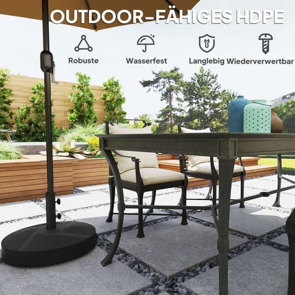 Rootz Parasol Stand - Fillable Paraply Base - Utomhusparaplyhållare - HDPE -plast - Upp till 30 kg - Ø56 x 40 cm