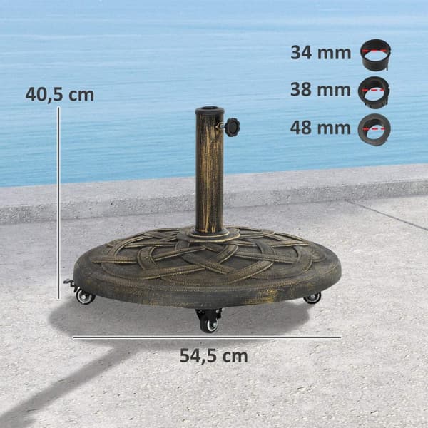 Rootz Parasol Stand - Paraply Stand - Holder With Roller - Stable Base - Ø54,5 x 40,5H cm