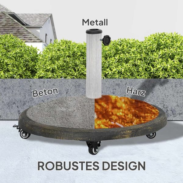 Rootz Parasol Stand - Paraply Stand - Holder With Roller - Stable Base - Ø54,5 x 40,5H cm