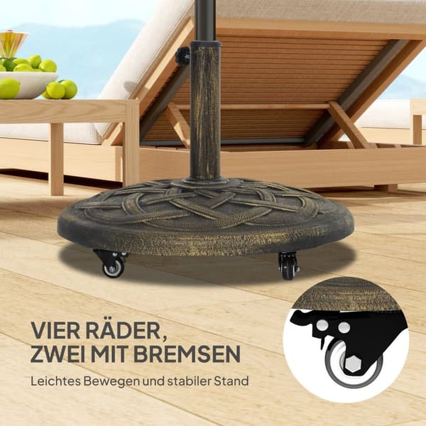 Rootz Parasol Stand - Paraply Stand - Holder With Roller - Stable Base - Ø54,5 x 40,5H cm
