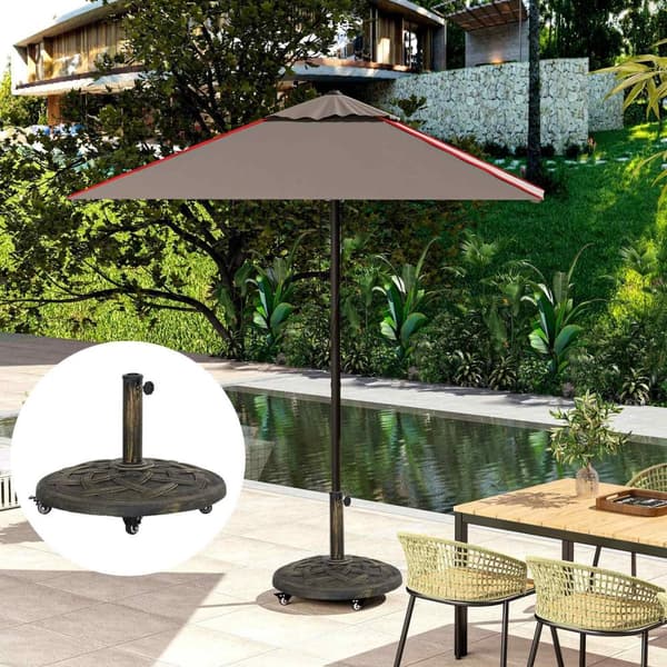 Rootz Parasol Stand - Paraply Stand - Holder With Roller - Stable Base - Ø54,5 x 40,5H cm